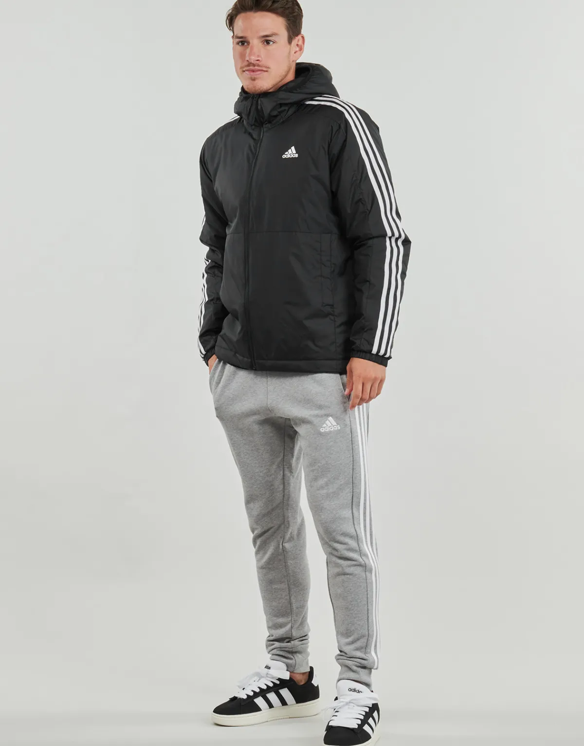 Manteaux^Adidas Sportswear - Essentials 3-Stripes Insulated Hooded Jacket Noir