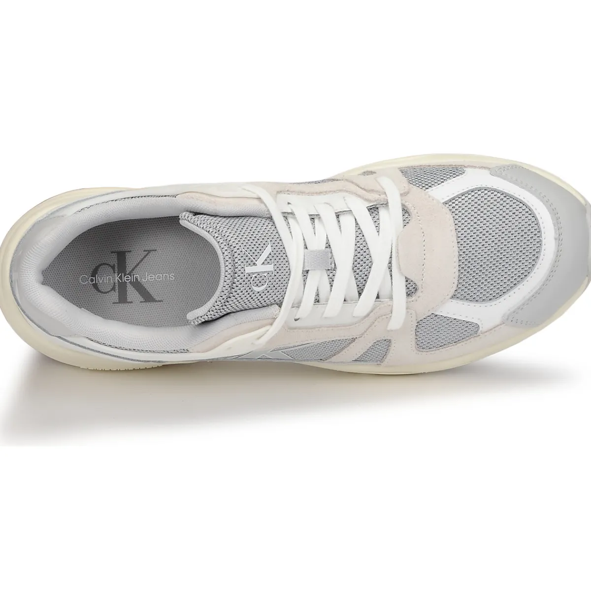 Baskets Mode^Calvin Klein Jeans - RETRO TENNIS LACEUP MIX LTH Gris