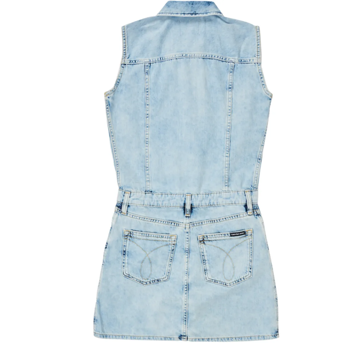 Robes^Calvin Klein Jeans - SLEEVELESS BLUE DENIM DRESS Bleu