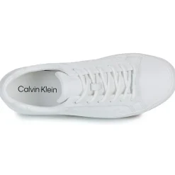 Baskets Mode^Calvin Klein Jeans - VULC LACE UP MONO PU Blanc