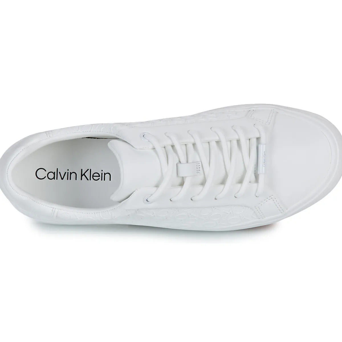Baskets Mode^Calvin Klein Jeans - VULC LACE UP MONO PU Blanc