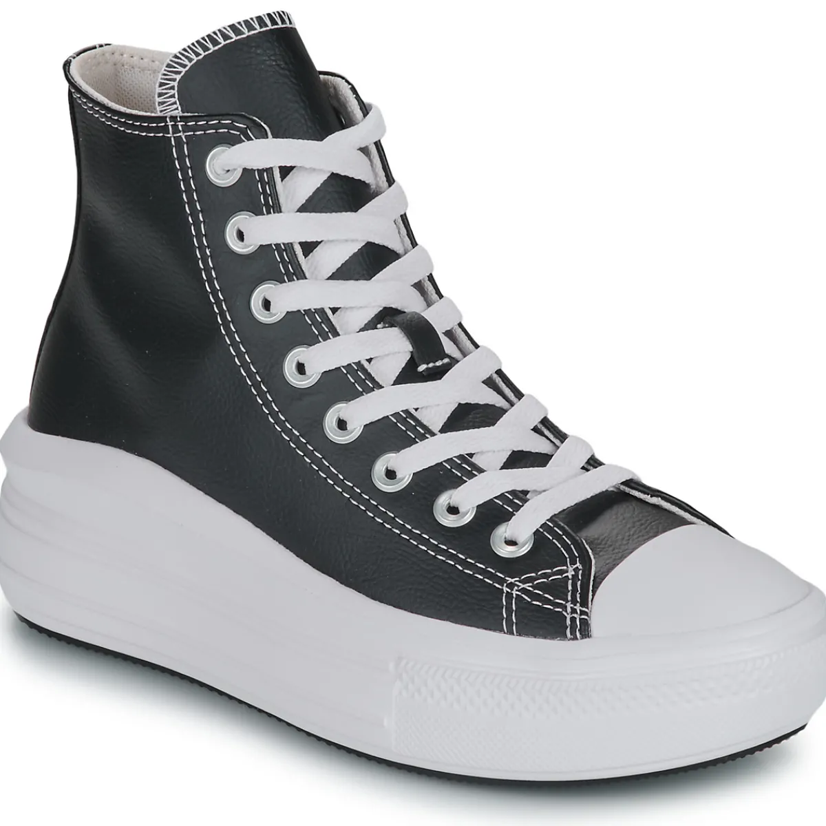 Baskets Mode^Converse - CHUCK TAYLOR ALL STAR MOVE PLATFORM LEATHER Noir