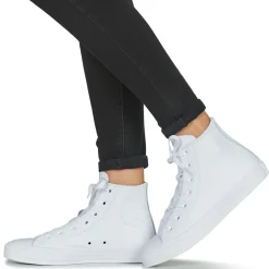 Baskets Mode^Converse - CHUCK TAYLOR ALL STAR LEATHER HI Blanc