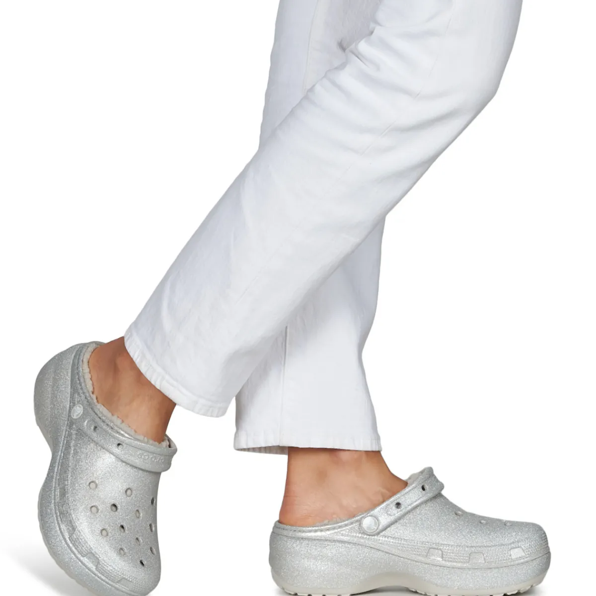 Mules / Sabots^Crocs - ClsPlatformGlitterLinedClogW Argenté