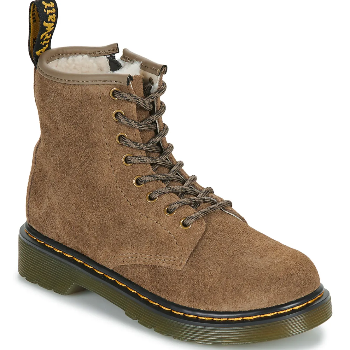 Bottines / Boots^Dr. Martens - Serena J Dark Khaki Bronx Suede Beige