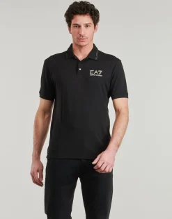 T-shirts & Polos^Emporio Armani EA7 - TRAIN GOLD LABEL POLO PUNTO ROMA  7M000300 Noir