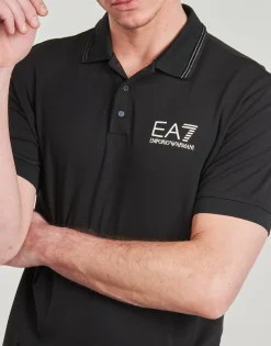 T-shirts & Polos^Emporio Armani EA7 - TRAIN GOLD LABEL POLO PUNTO ROMA 7M000300 Noir