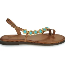 Sandales Et Nu-pieds^Exé Shoes - 530-MILOS-LEATHER-BROWN-TURQUOISE