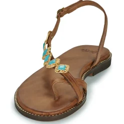 Sandales Et Nu-pieds^Exé Shoes - 530-MILOS-LEATHER-BROWN-TURQUOISE