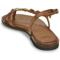 Sandales Et Nu-pieds^Exé Shoes - 530-MILOS-LEATHER-BROWN-TURQUOISE