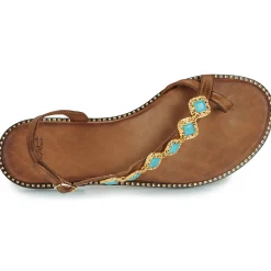 Sandales Et Nu-pieds^Exé Shoes - 530-MILOS-LEATHER-BROWN-TURQUOISE