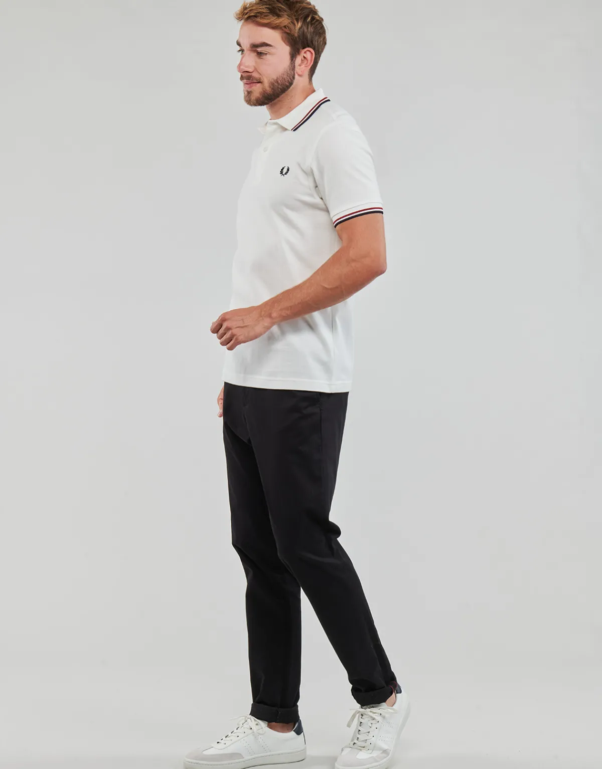 T-shirts & Polos^Fred Perry - TWIN TIPPED SHIRT Blanc