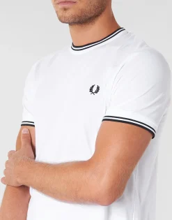 T-shirts & Polos^Fred Perry - TWIN TIPPED T-SHIRT Blanc