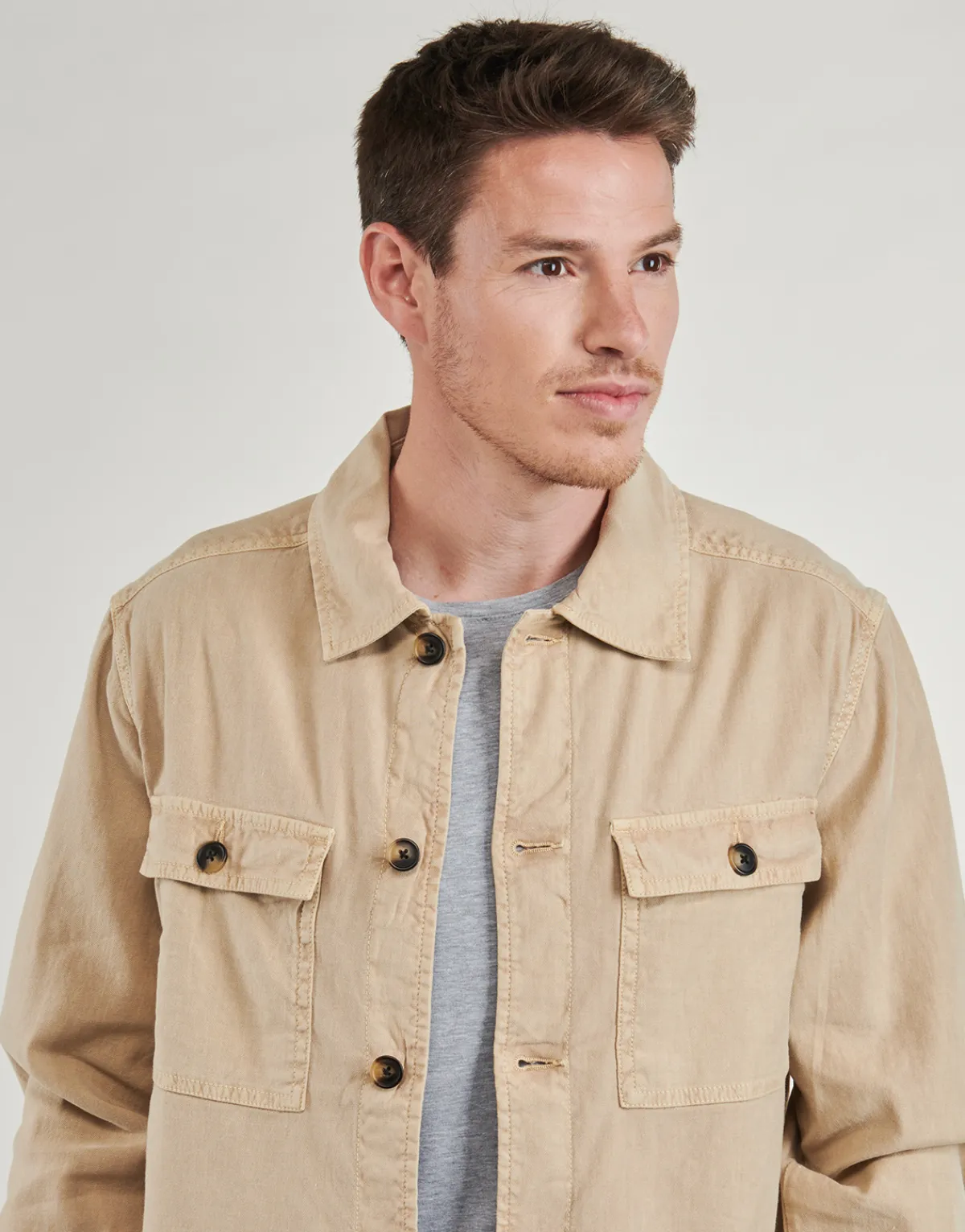 Chemises^Gant - REG COT/LINEN OVERSHIRT Beige