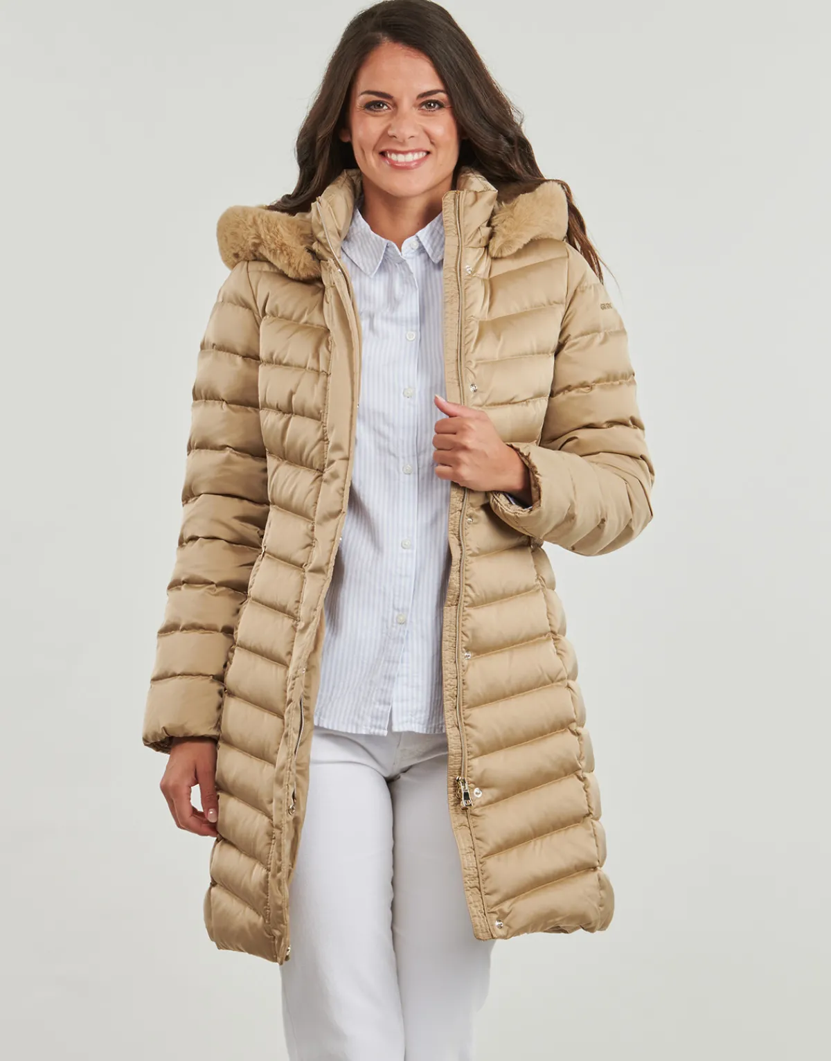 Manteaux^Geox - W BETTANIE LONG JKT Beige