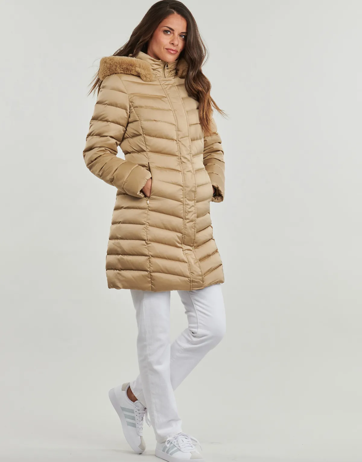 Manteaux^Geox - W BETTANIE LONG JKT Beige