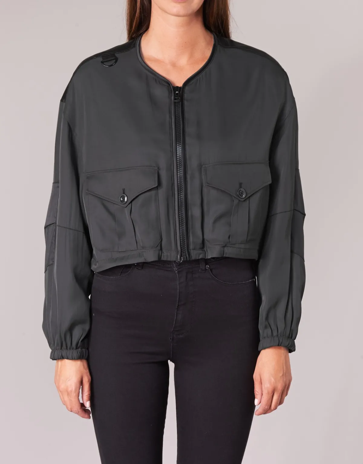 Vestes^G-Star Raw - RACKAM OS CROPPED BOMBER Noir