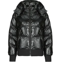 Manteaux^Guess - BICE METALLIC HOODIE PUFFER Noir