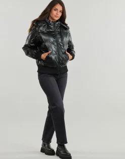 Manteaux^Guess - BICE METALLIC HOODIE PUFFER Noir