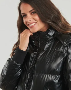 Manteaux^Guess - BICE METALLIC HOODIE PUFFER Noir