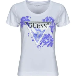 T-shirts & Polos^Guess - CN FLOWER TRIANGLE Blanc