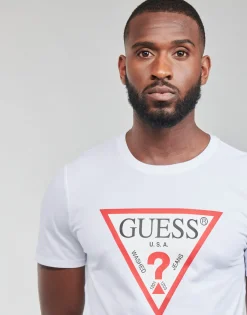 T-shirts & Polos^Guess - CN SS ORIGINAL LOGO TEE Blanc