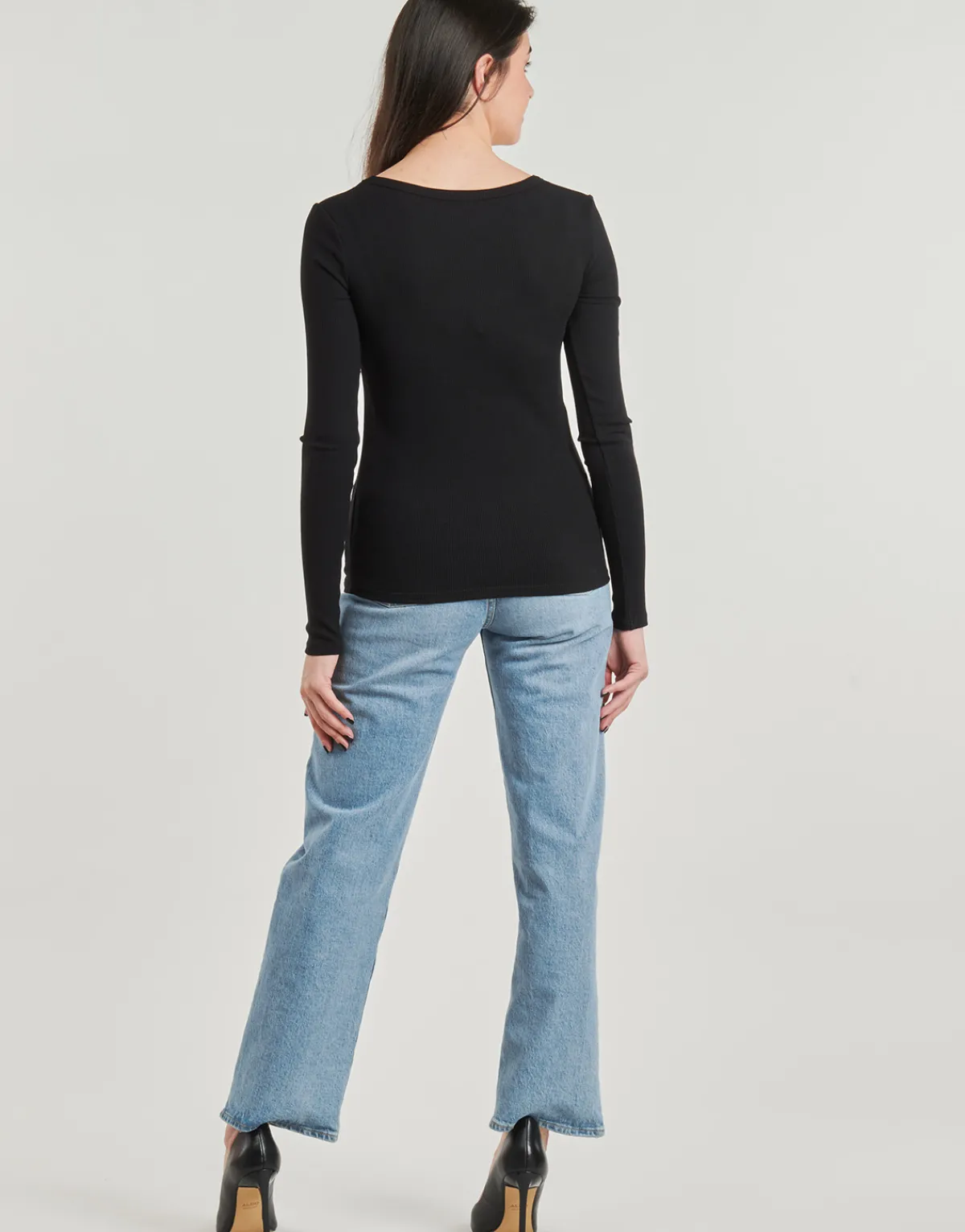 T-shirts & Polos^Guess - COLETTE LS RIB Noir