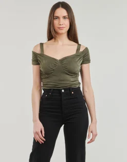 Tops / Blouses^Guess - EMILY SHINY RIB Kaki