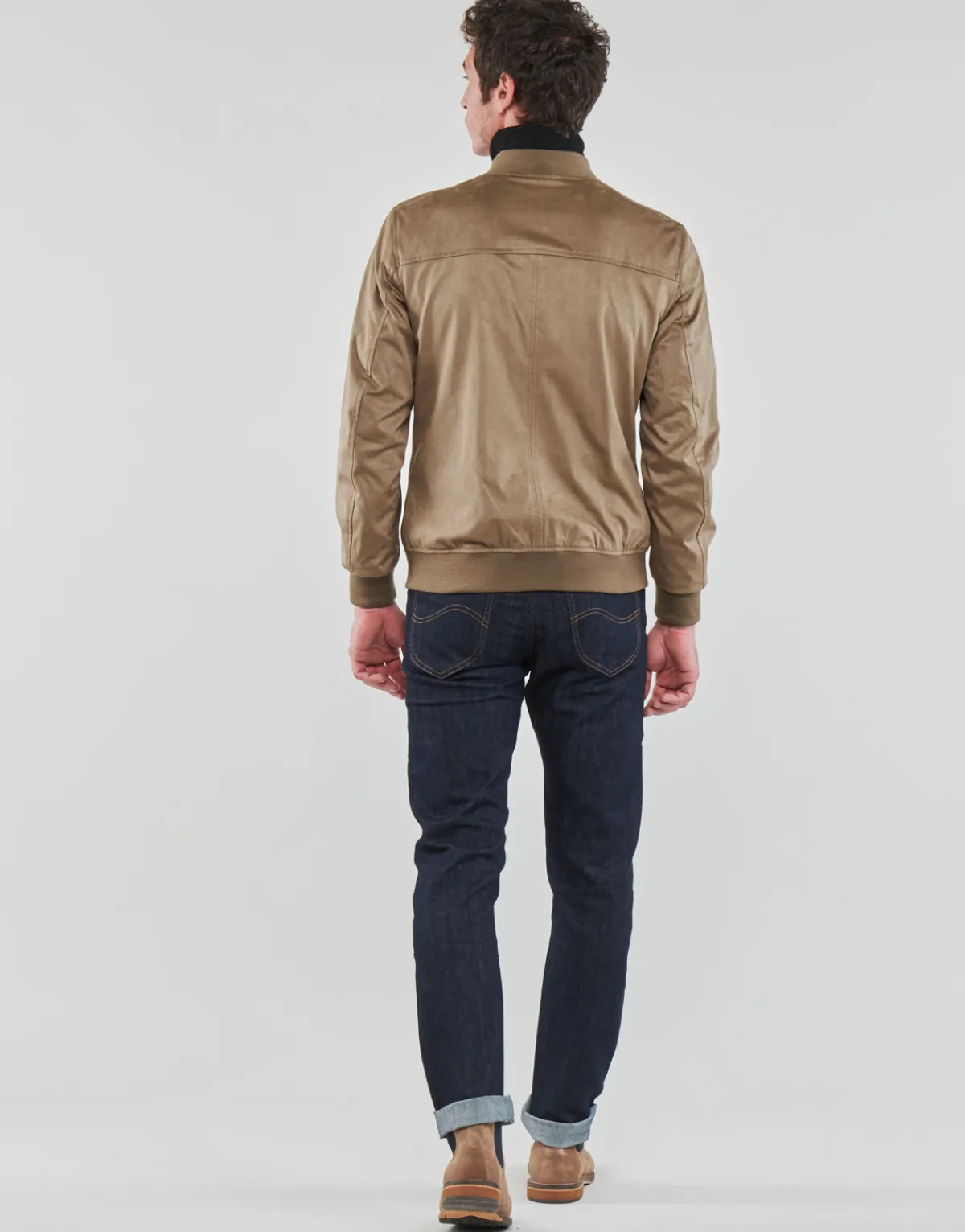 Vestes^Guess - FAUX SUEDE HOODED BOMBER Beige