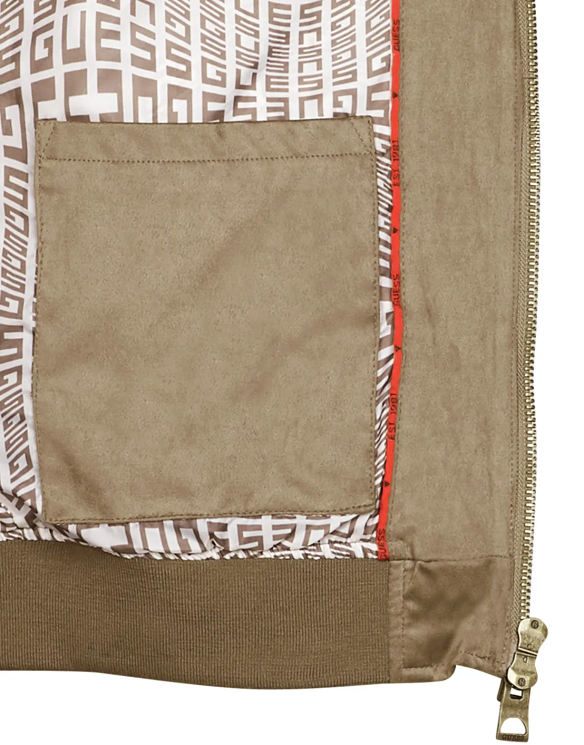 Vestes^Guess - FAUX SUEDE HOODED BOMBER Beige