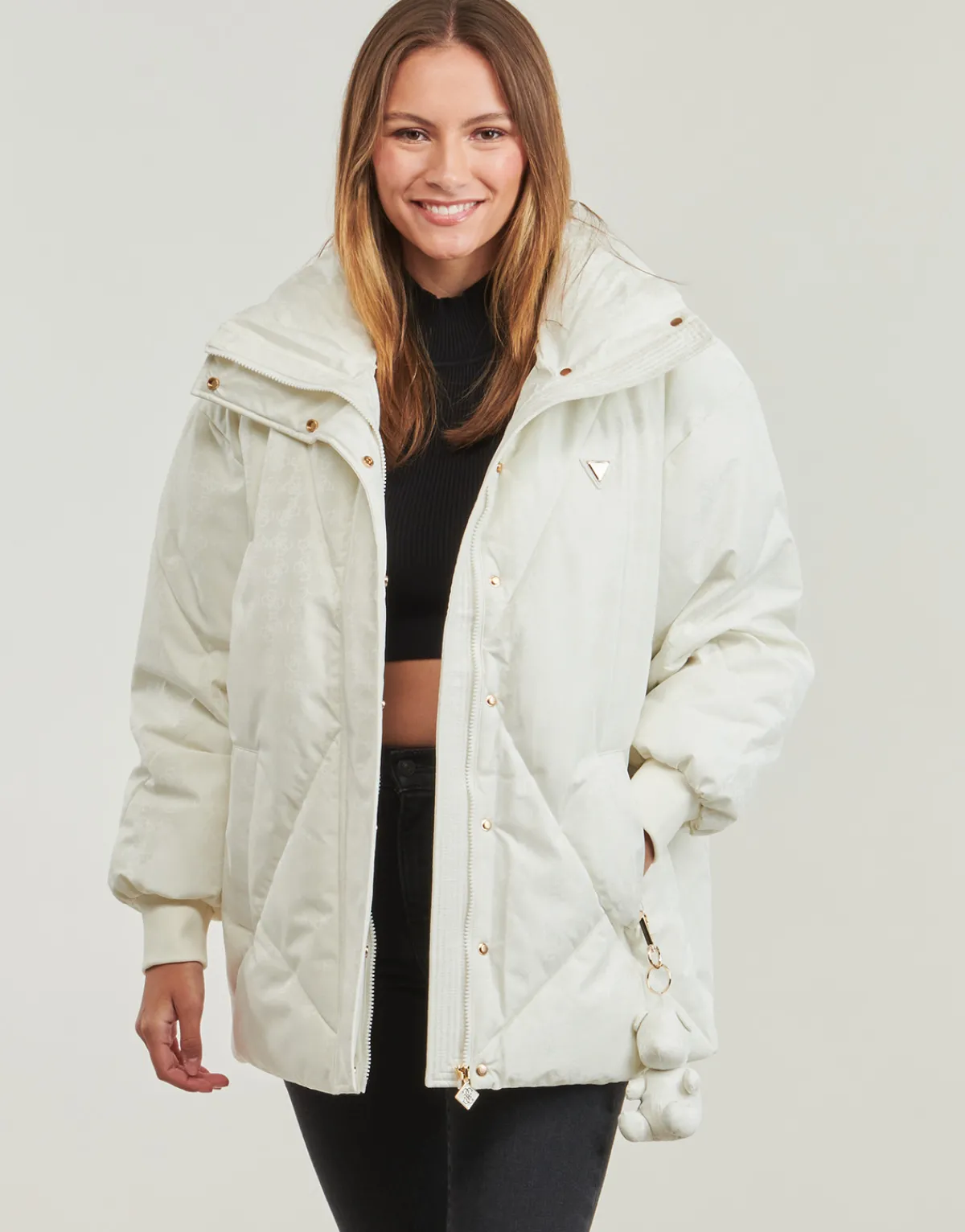 Manteaux^Guess - 4G LOGO PUFFER JACKET Blanc