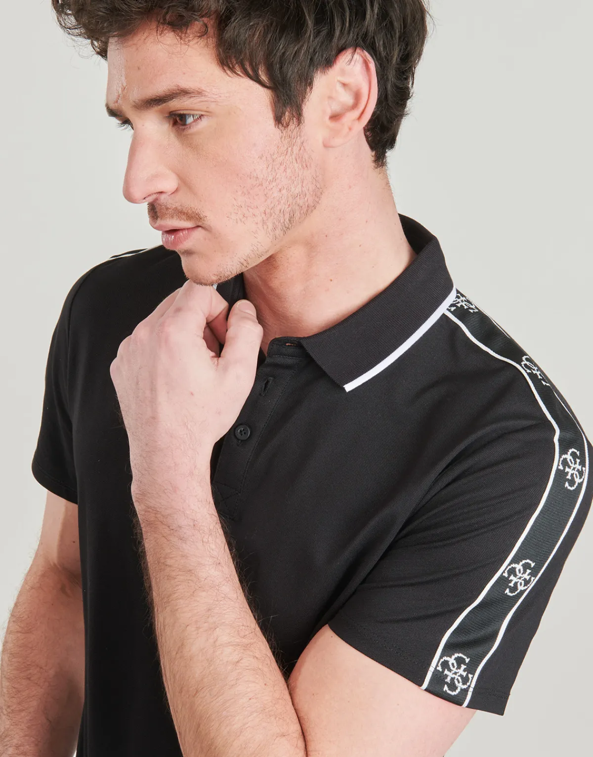 T-shirts & Polos^Guess - QUATTO G TAPE Noir