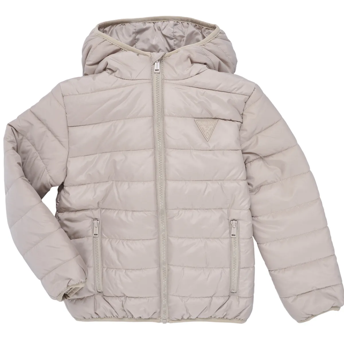 Manteaux^Guess - HOODED LS PADDED PUFFER W ZIP Beige
