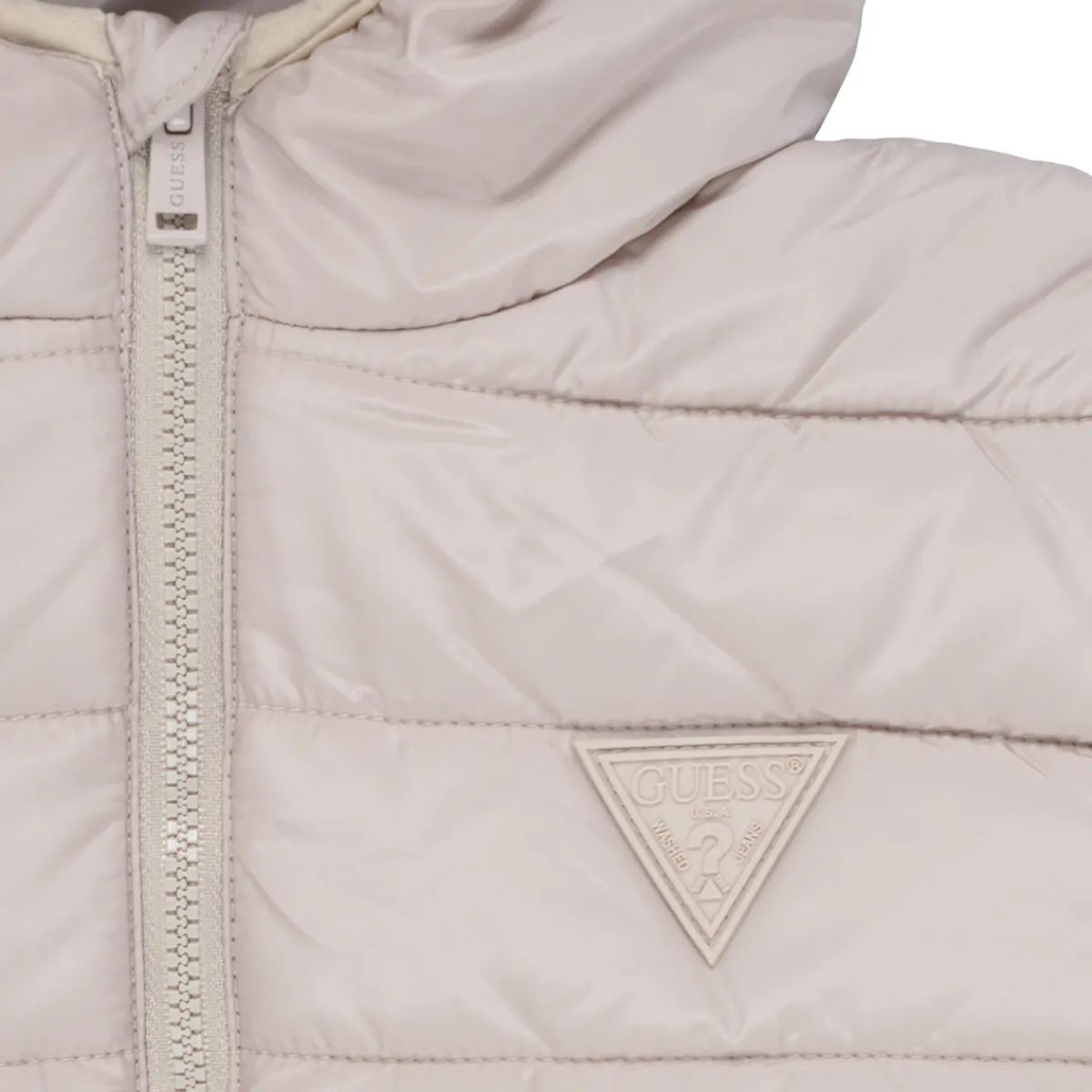 Manteaux^Guess - HOODED LS PADDED PUFFER W ZIP Beige
