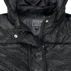 Manteaux^Guess - HOODED LS PUFFER Noir