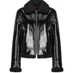 Vestes^Guess - LS ANDREA FAUX SHEARLING JKT Noir