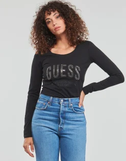 T-shirts & Polos^Guess - LS CN MIRELA TEE Noir