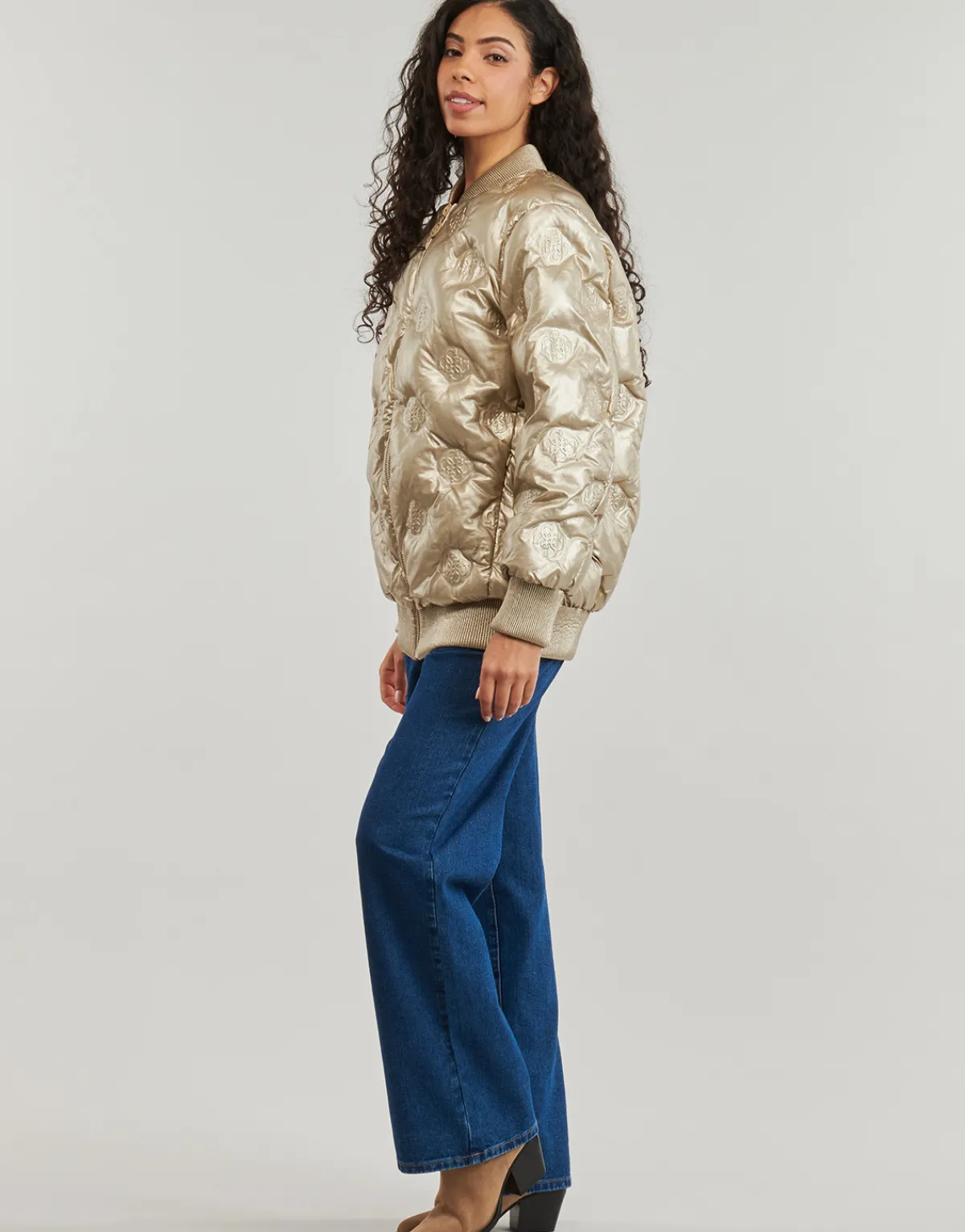 Vestes^Guess - MARIANNE PEONY LONG BOMBER Doré