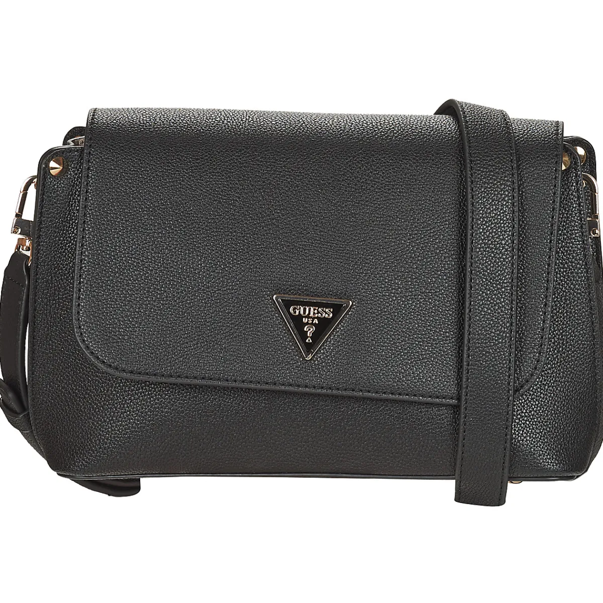 Besaces / Sacs Bandoulière^Guess - MERIDIAN FLAP CROSSBODY Noir
