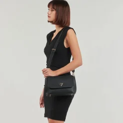 Besaces / Sacs Bandoulière^Guess - MERIDIAN FLAP CROSSBODY Noir