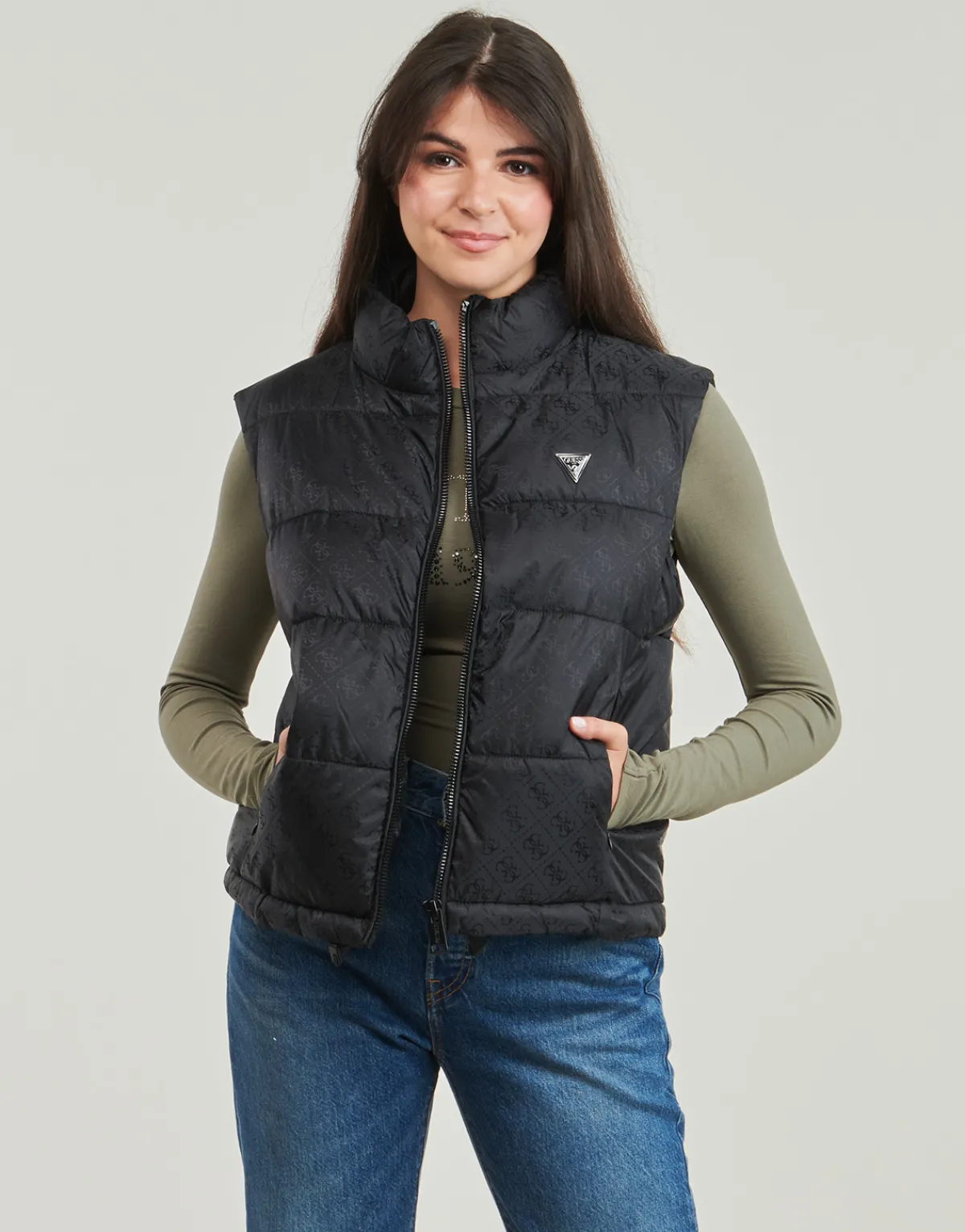 Manteaux^Guess - NEW 4G LOGO PADDED VEST Noir
