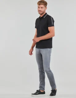 T-shirts & Polos^Guess - PAUL PIQUE TAPE Noir