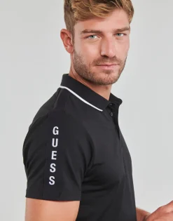 T-shirts & Polos^Guess - PAUL PIQUE TAPE Noir