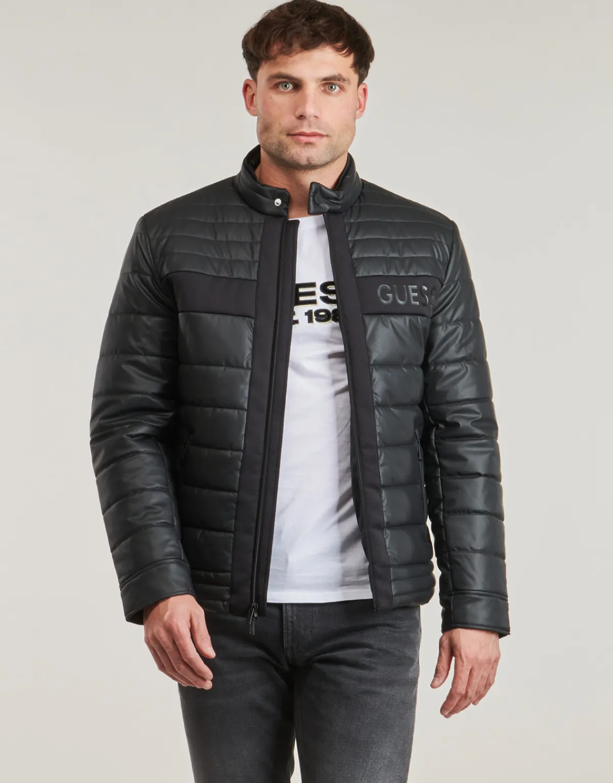 Manteaux^Guess - QUILTED BIKER Noir