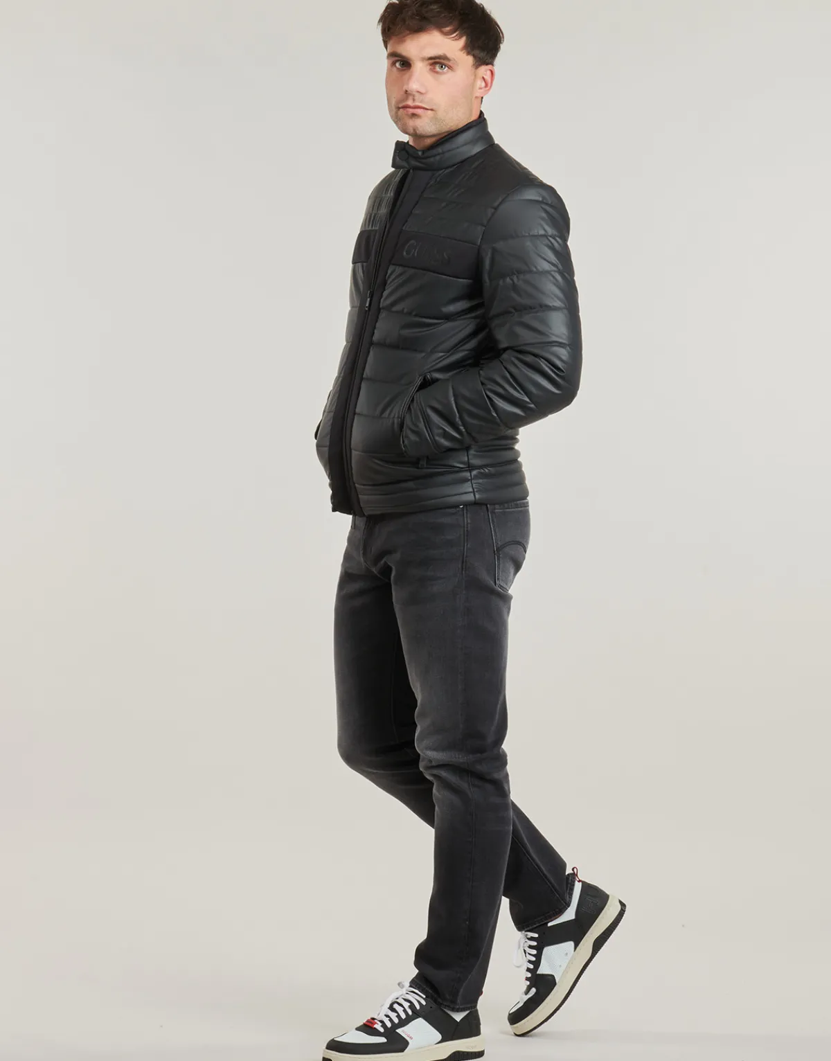 Manteaux^Guess - QUILTED BIKER Noir