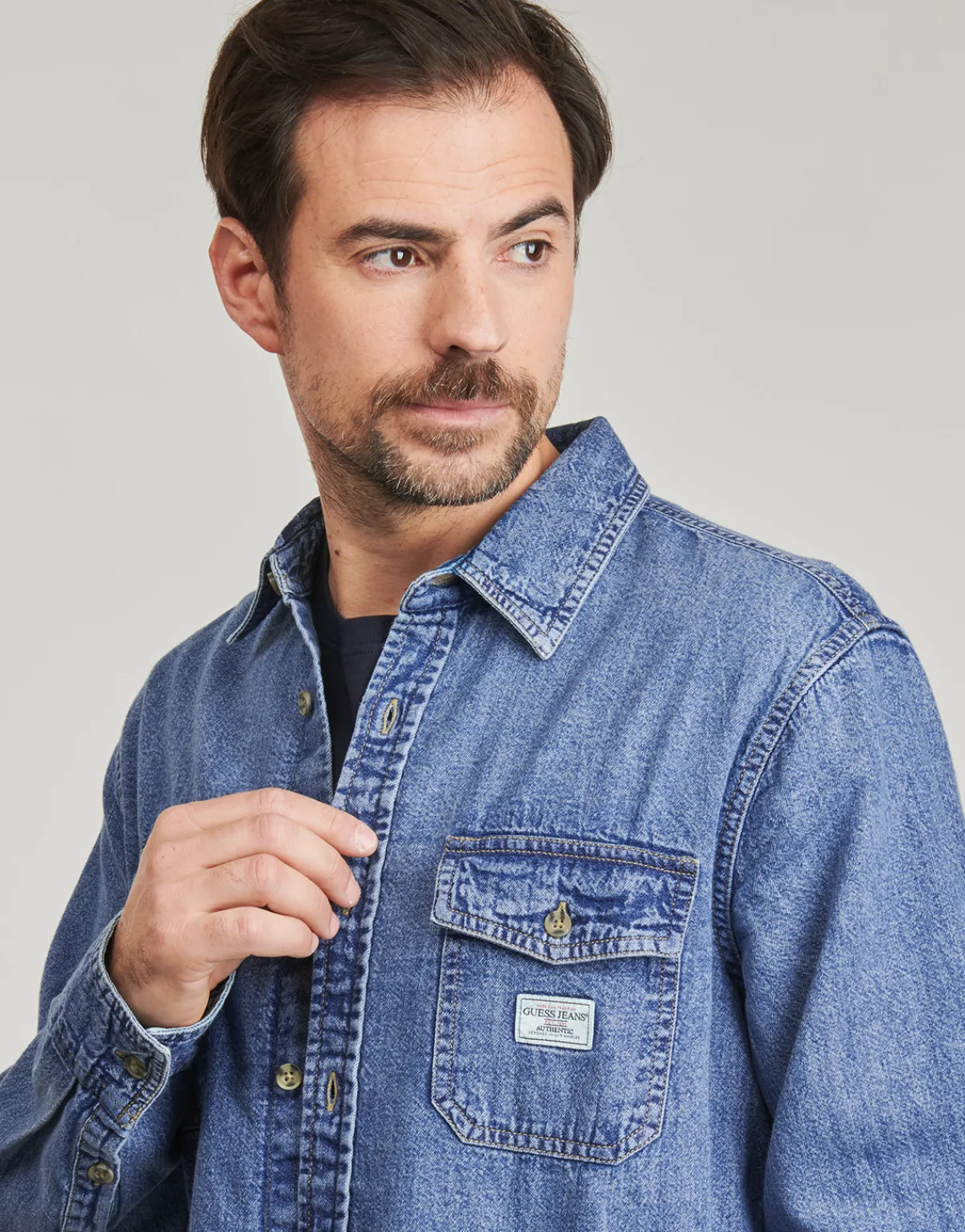 Chemises^Guess - REGULAR LS DENIM SHIRT Jean
