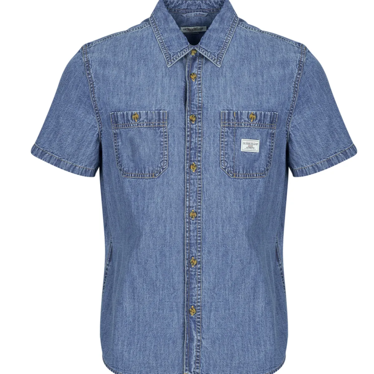 Chemises^Guess - REGULAR SS DENIM SHIRT Jean