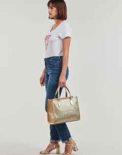 T-shirts & Polos^Guess - RN SATIN TRIANGLE Blanc
