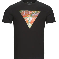 T-shirts & Polos^Guess - SS BSC ABSTRACT TRI LOGO TEE Noir