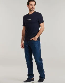 T-shirts & Polos^Guess - SS CN SLIM LOGO EMBRO TEE Marine